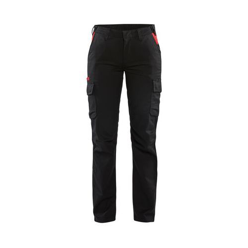 Pantaloni per industria stretch 2D donna nero/rosso C48,