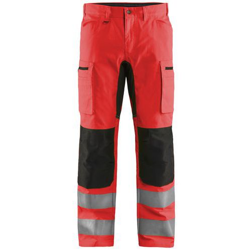 Pantaloni artigiano stretch nero e rosso T 40,