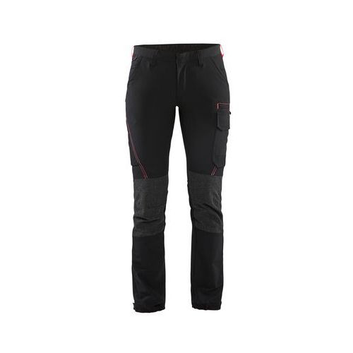 Pantaloni da lavoro stretch 4D donna nero/rosso C50,