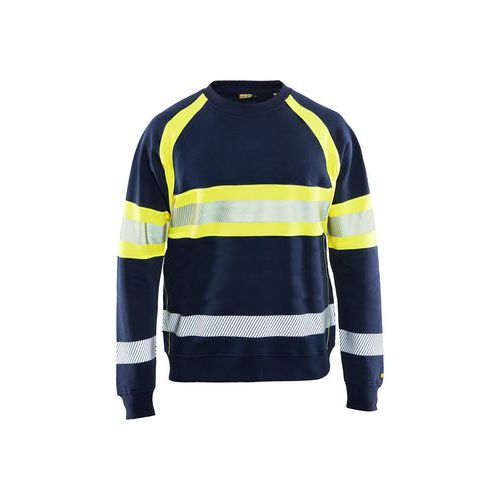 Felpa ad alta visibilità Navy Giallo fluorescente 5XL,
