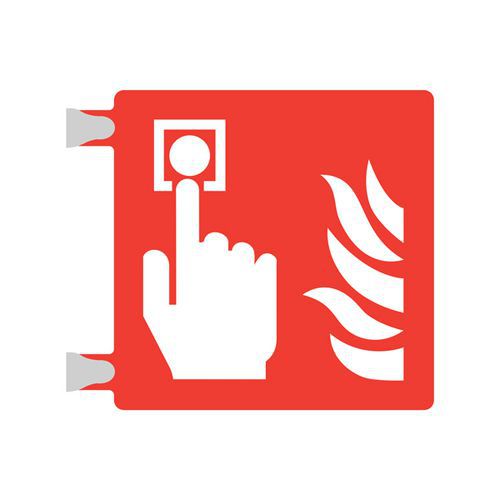 Cartello plexi 3D -pulsante allarme antincendio - bifacciale,