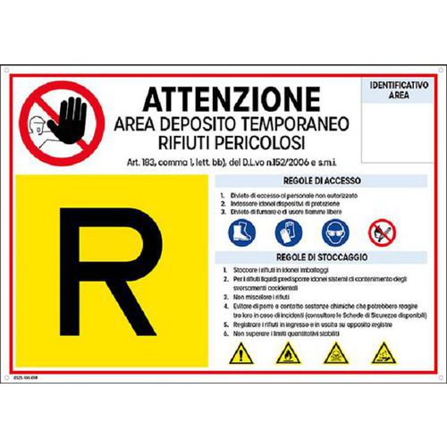 Cartello - deposito temporaneo rifiuti pericolosi 30x20h cm,