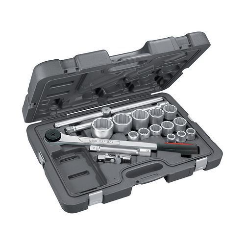 Assortimento in cassetta di ABS con bussole poligonali (18 pz),