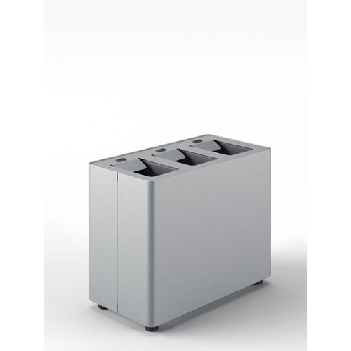 Cestino per la raccolta differenziata a tre scomparti grigio,