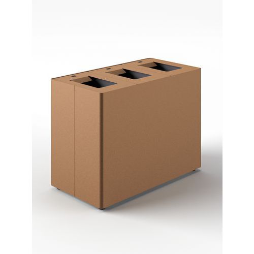 Cestino per la raccolta differenziata tre scomparti corten,