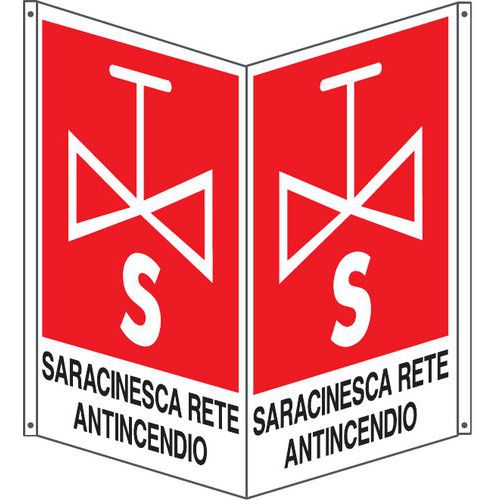 Cartello bifacciale verticale - saracinesca antincendio,