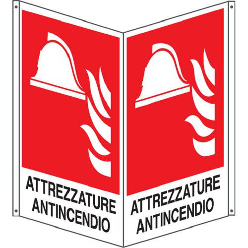 Cartello bifacciale verticale - attrezzature antincendio,