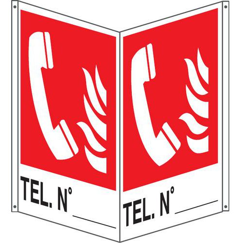 Cartello antincendio bifacciale verticale - numero telefono,