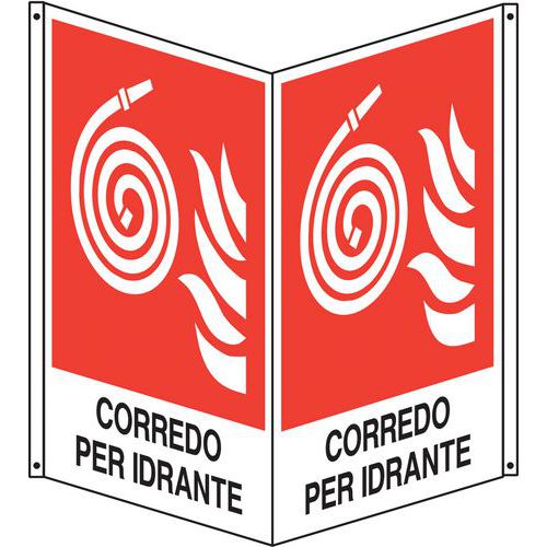 Cartello antincendio bifacciale verticale - corredo idrante,