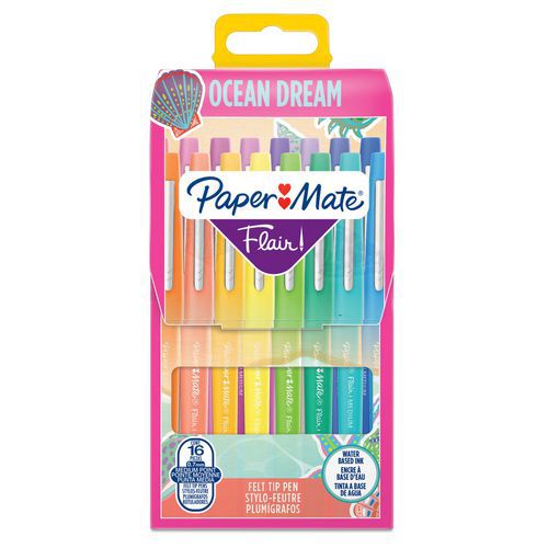 16 pennarelli Flair Paper Mate Ocean Dream, colori assortiti,