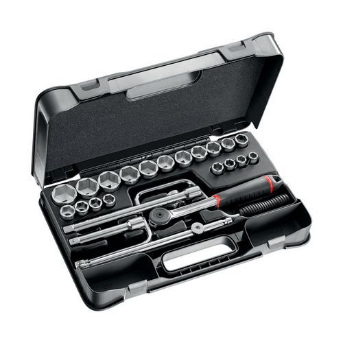 Assortimento in cassetta di ABS con bussole esagonali (25 pz),