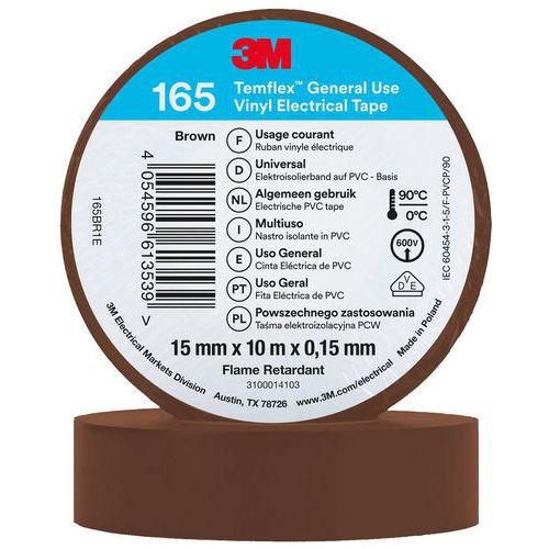 Nastro isolante Temflex 165 10m x 15mm marrone,