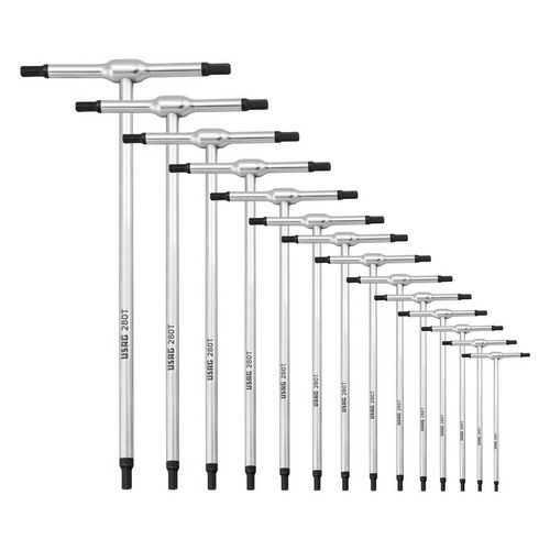 Serie di 14 chiavi a T con maschio esagonale,