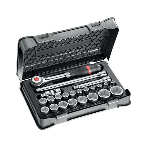 Assortimento in cassetta di ABS con bussole esagonali (23 pz),