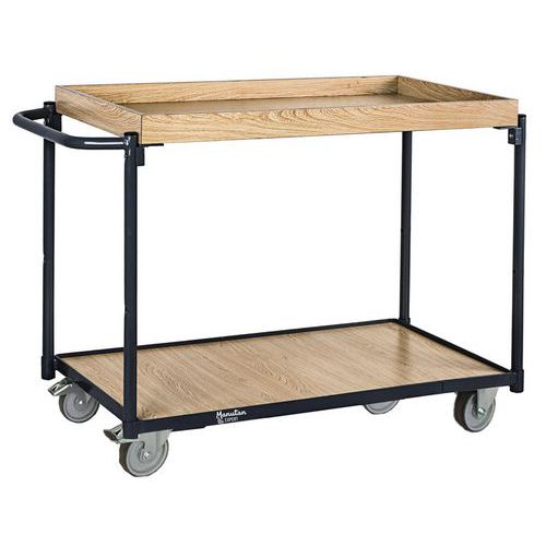 Carrello a ripiani in legno-Maniglia orizzontale-L850mm,