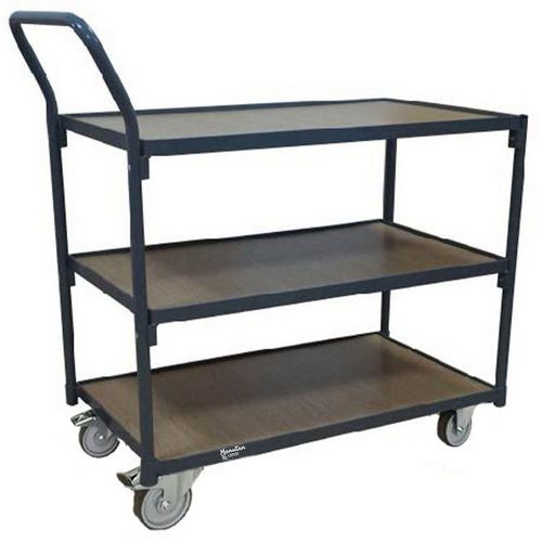 Carrello con 3 ripiani e maniglia verticale-250kg-L1000mm,