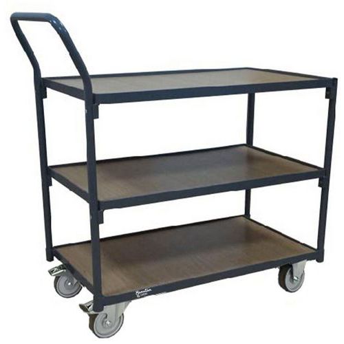 Carrello con 3 ripiani e maniglia verticale-250kg-L850mm,