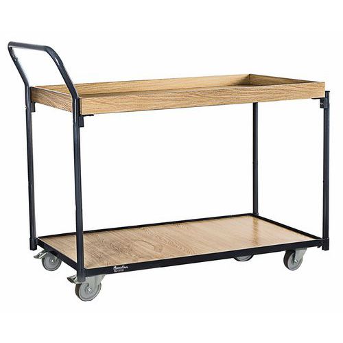 Carrello a ripiani in legno 850mm con bordo-Portata 250kg,