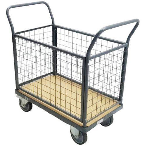 Carrello 4 sponde a griglia 996x513mm - 500 kg - Ruote TPR,