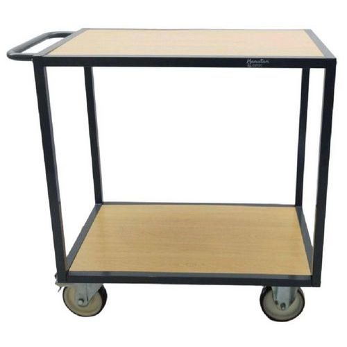Carrello 2 ripiani in legno 1000x600 mm - 500 kg - Ruote PU,