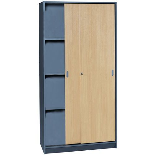 Armadio da ufficio con porte scorrevoli Antracite Altezza 180 cm 9534,