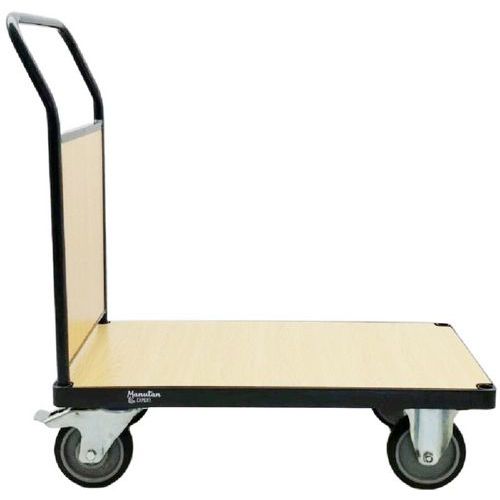 Carrello con sponda in legno 1080x613mm-400kg-Ruote in gomma,