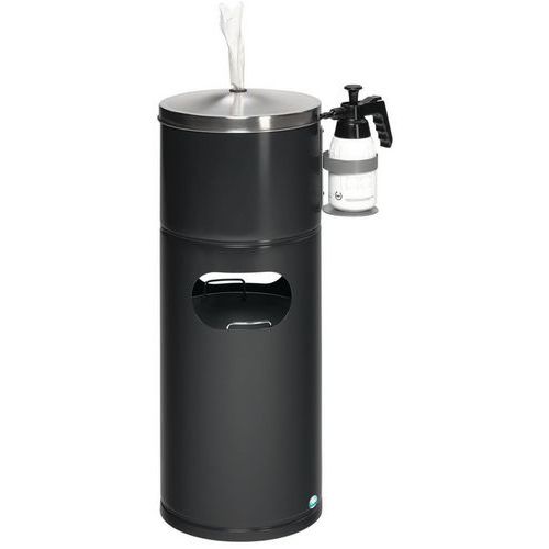 Stazione igienizzante con porta bottiglia antracite,