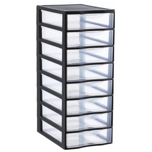 Portaoggetti in plastica A4 Orgamix 8 cassetti-Nero,