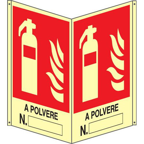 Bifacciale verticale Luminescente - n°estintore a polvere,