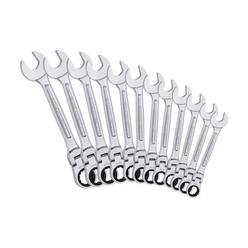 Serie di 12 chiavi combinate snodate a cricchetto,