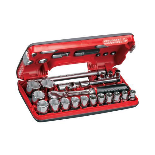 Assortimento in cassetta bimateriale con bussole esagonali (21 pz),