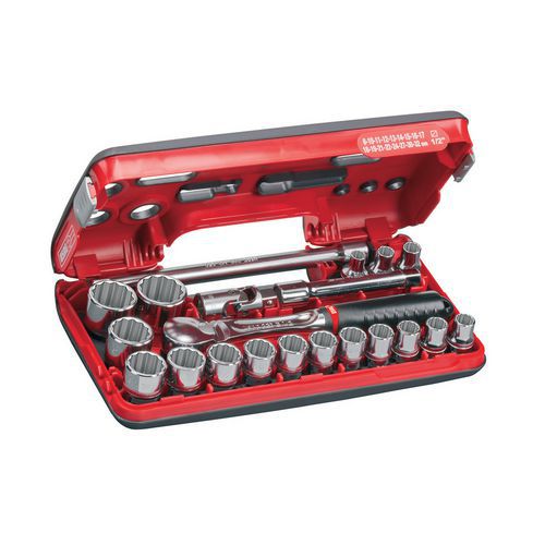 Assortimento in cassetta bimateriale con bussole poligonali (21 pz),