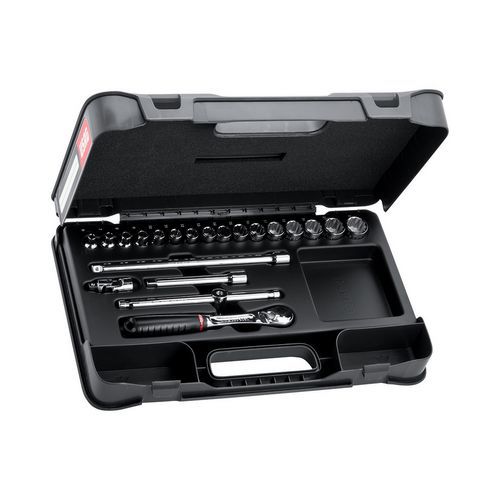 Assortimento in cassetta di ABS con bussole poligonali (21 pz),