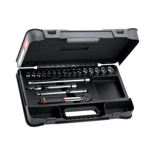 Assortimento in cassetta di ABS con bussole poligonali (21 pz),