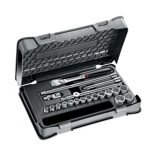 Assortimento in cassetta di ABS con bussole poligonali (20 pz),