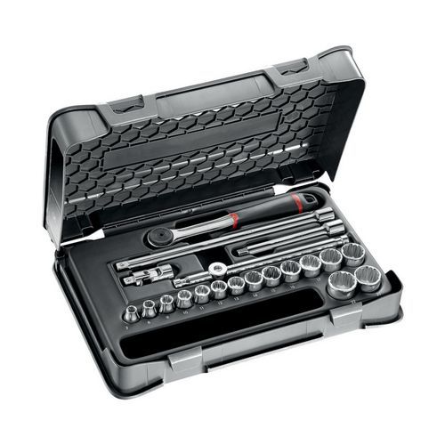 Assortimento in cassetta di ABS con bussole poligonali (20 pz),