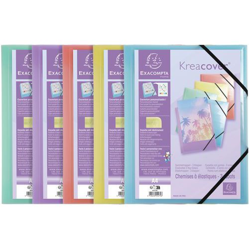 Cartelletta con elastici in polipropilene pastello A4,