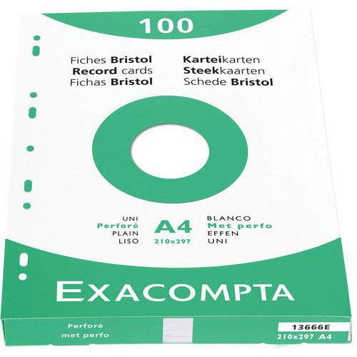 Confezione da 100 schede bristol a tinta unita non perforate da 210 x 297 mm,