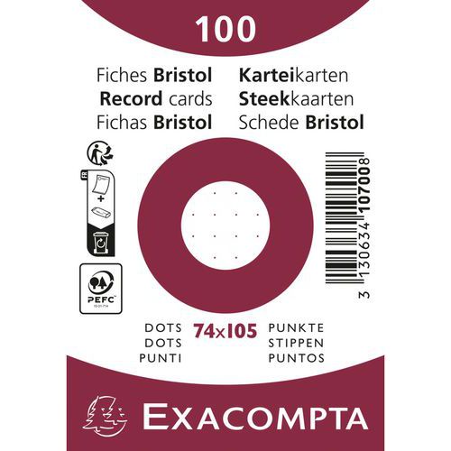 Confezione da 100 schede bristol, dimensioni 74 x 105 mm,