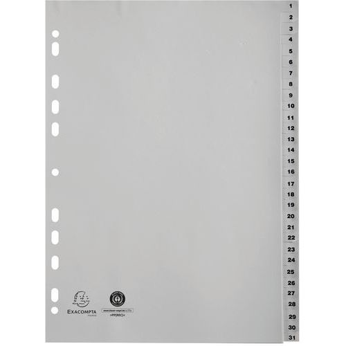 Intercalare stampato numerato 31 posizioni,