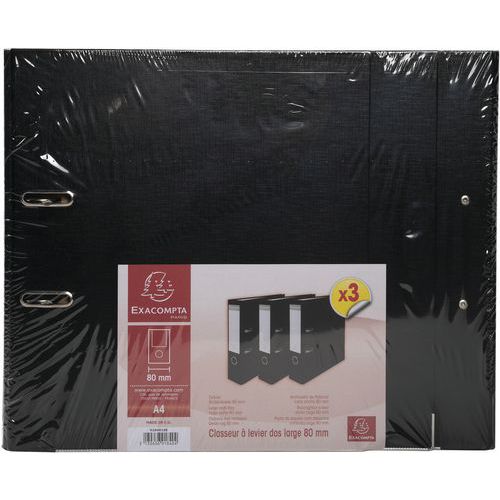 Set di 3 raccoglitori a leva nero,