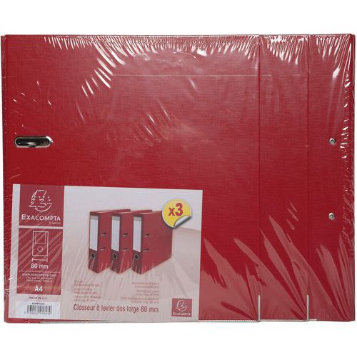 Set di 3 raccoglitori a leva rosso,