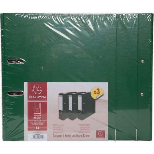 Set di 3 raccoglitori a leva verde scuro,