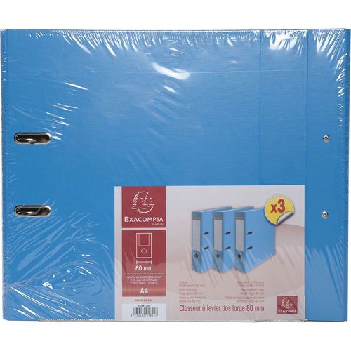 Set di 3 raccoglitori a leva azzurro,