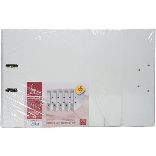 Set di 5 raccoglitori a leva bianco,