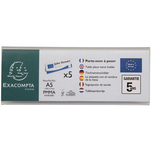 Confezione da 5 targhette portanome A5 pieg.,