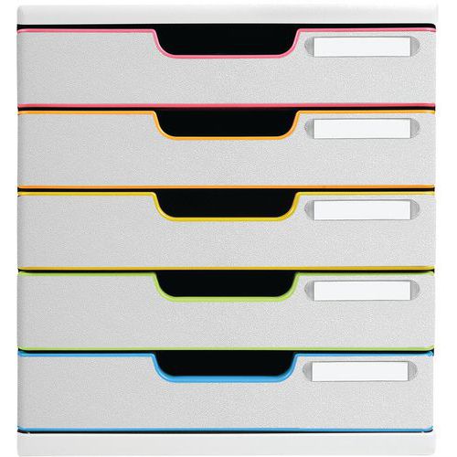 Modulo di archiviazione con 5 cassetti bianco/arlecchino,