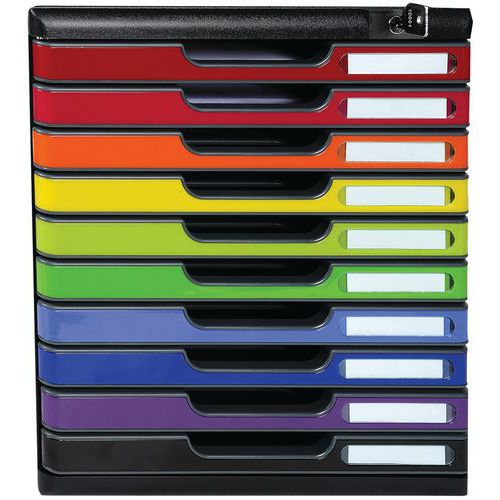 Modulo di archiviazione con 10 cassetti chiudibili a chiave Arlecchino,