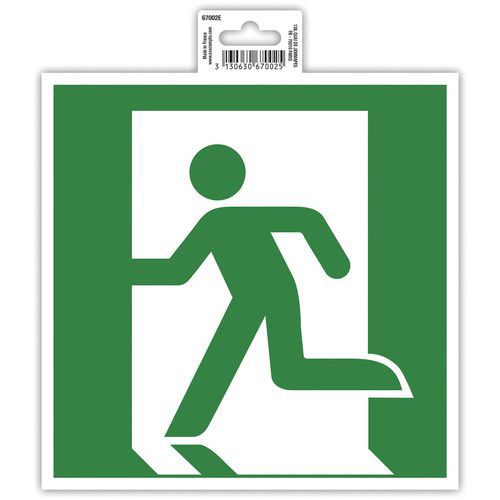 Cartello adesivo via di fuga lato sinistro 20 cm verde,