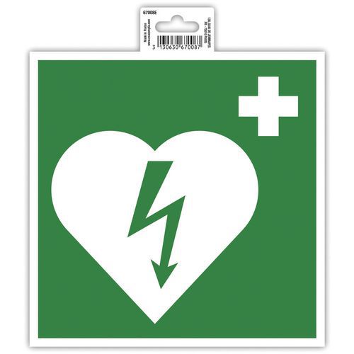 Cartello adesivo defibrillatore,